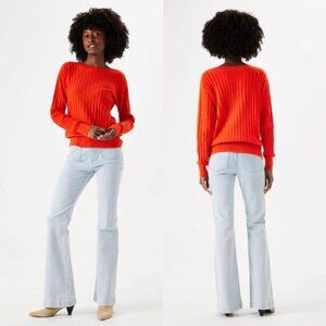 NWT GARCIA Mandarin Orange Knit Cotton Boatneck Sweater Womens XL Vibrant Casual